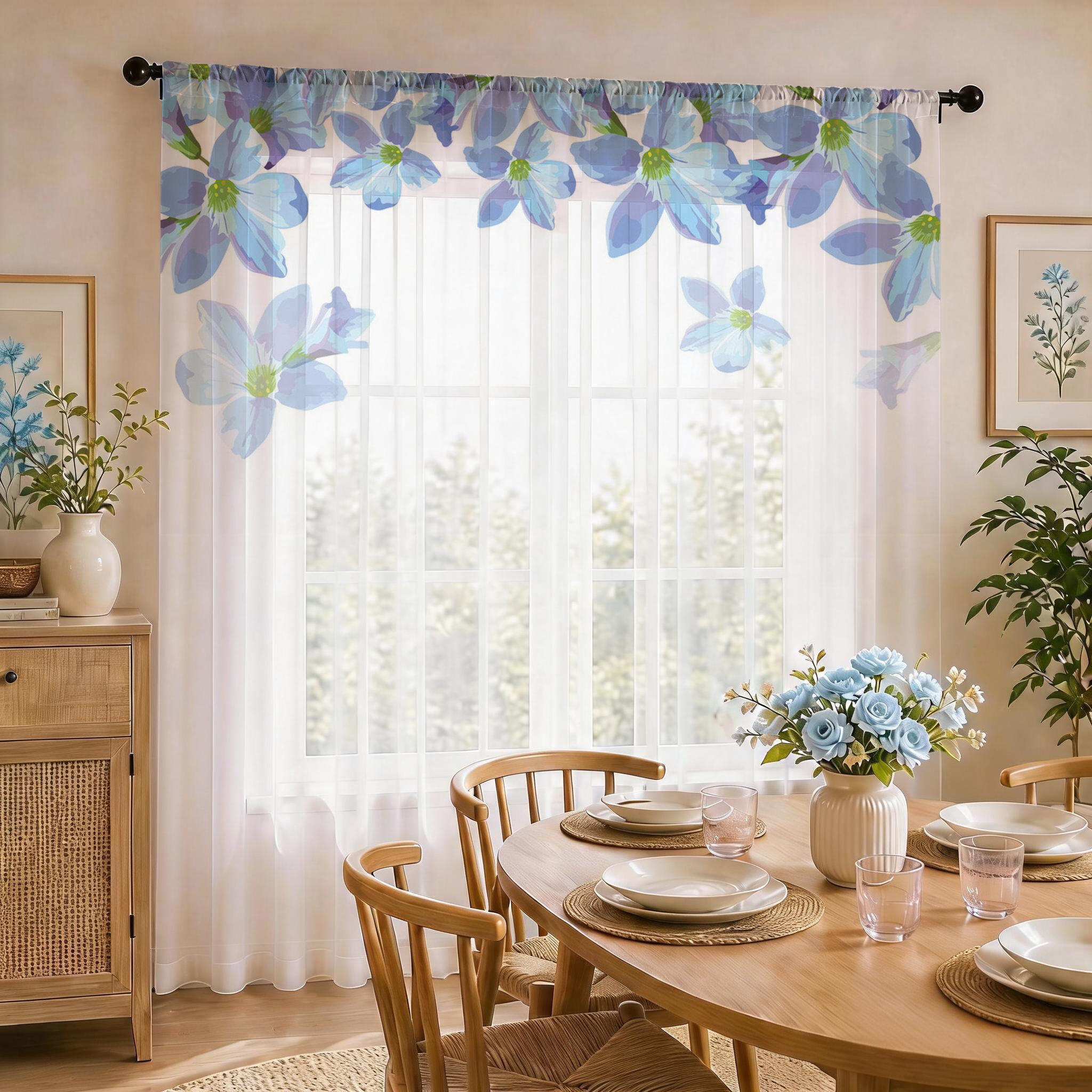 Blue Floral Gradient Sheer Cur – обзор и цена Good Floral & Wedding Decor Supply