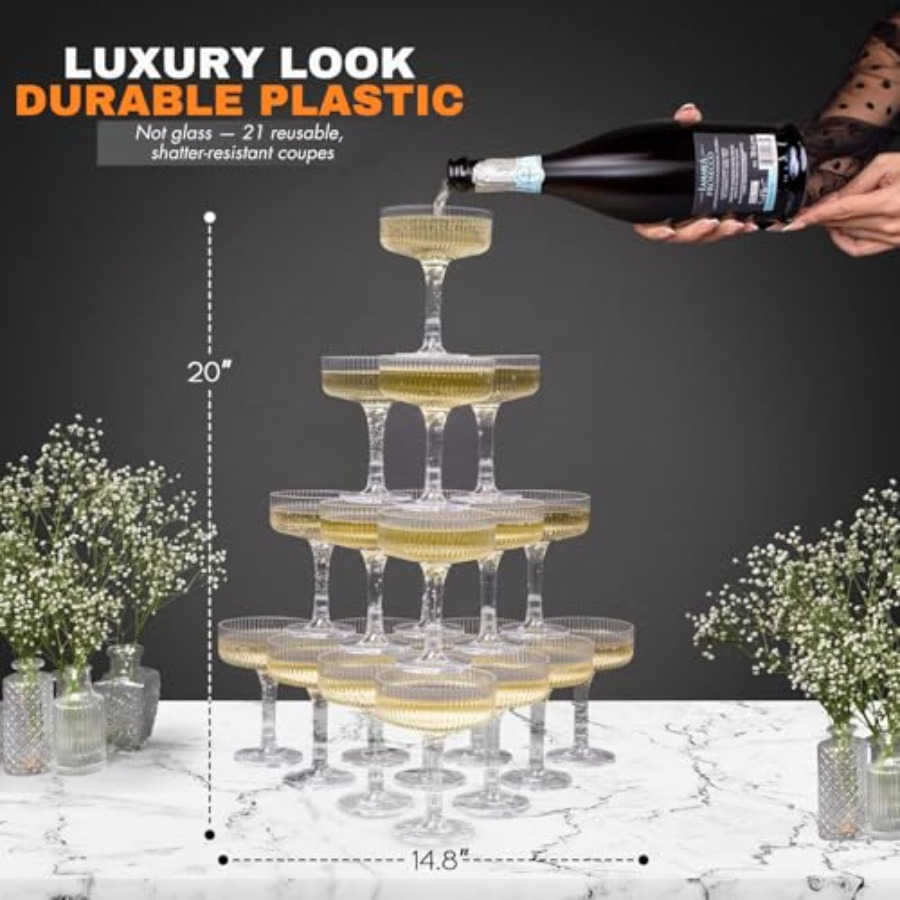 PLASTIC Champagne Tower 21-Pie – обзор и цена Champagne Tower Set